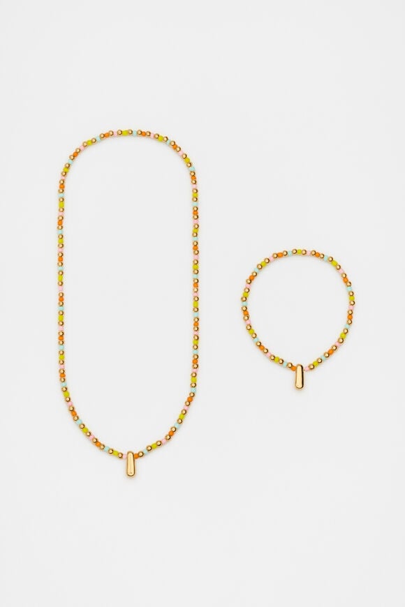 Initial Necklace And Bracelet Set  I  hi-res