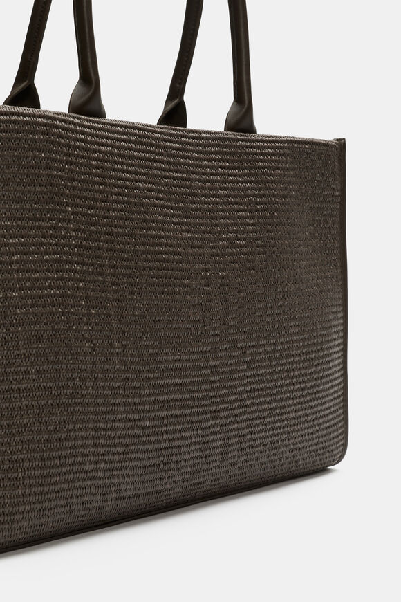 Structured Woven Tote  Dark Espresso  hi-res