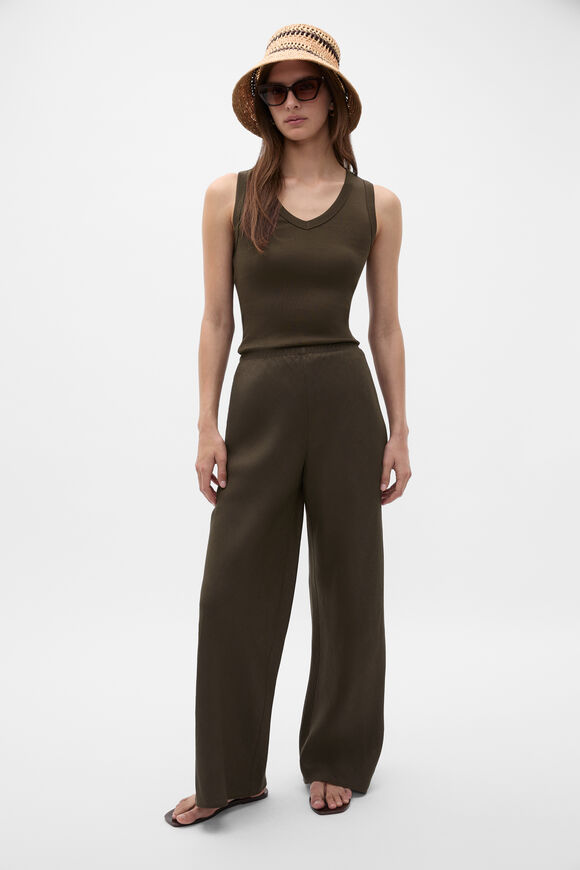 Core Linen Easy Wide Leg Pant  Dark Espresso  hi-res