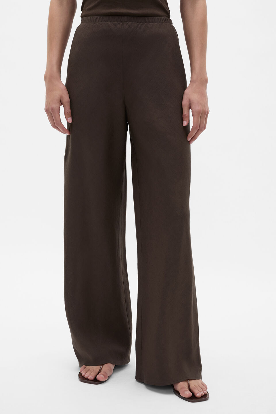 Core Linen Easy Wide Leg Pant  Dark Espresso