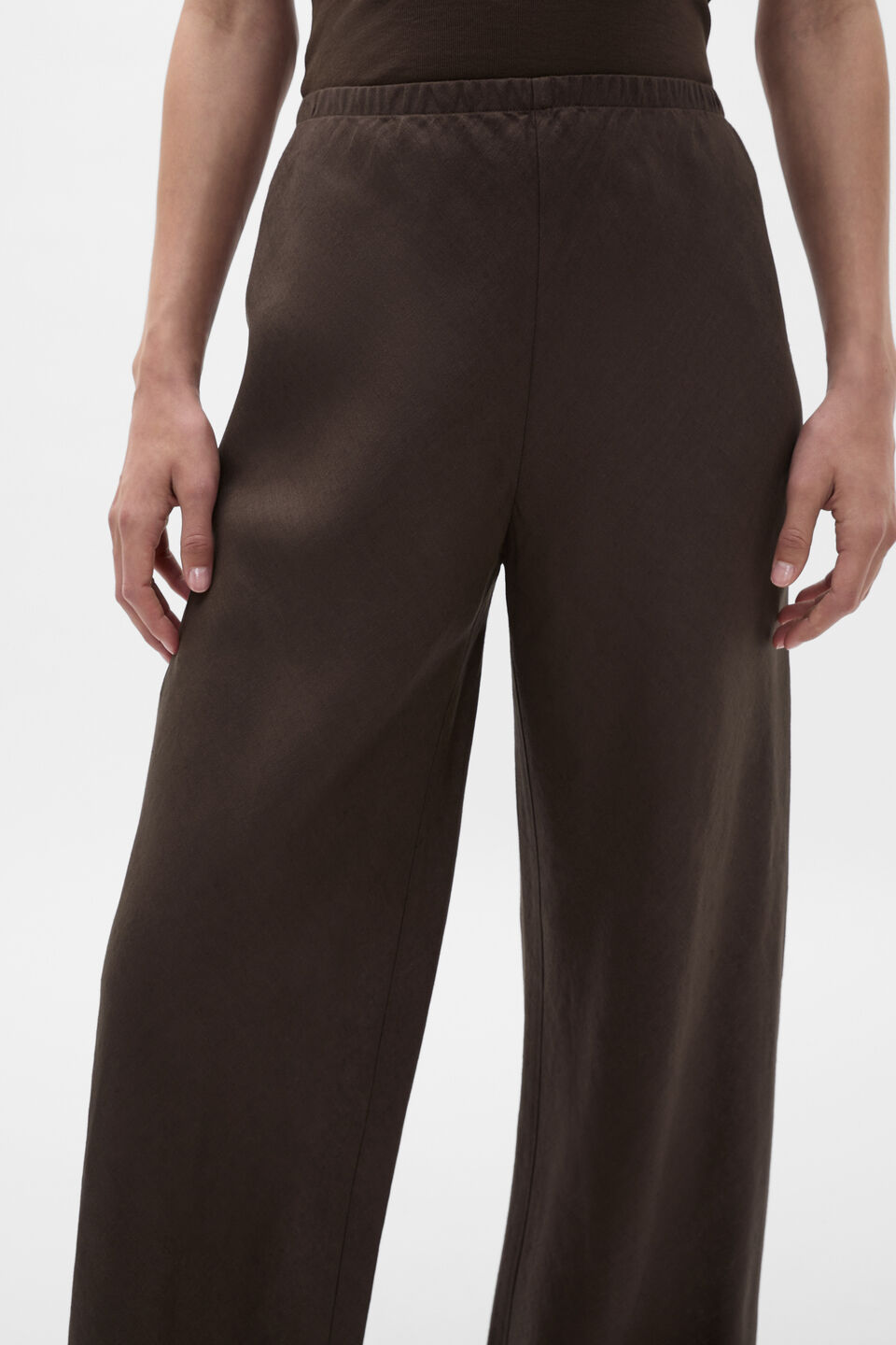 Core Linen Easy Wide Leg Pant  Dark Espresso
