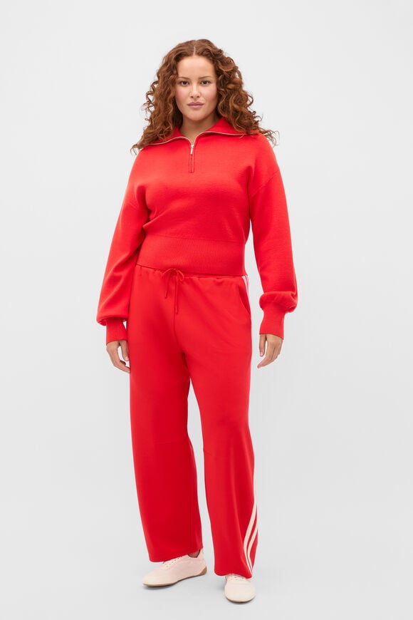 Double Knit Crop Zip Through  Chilli Red  hi-res