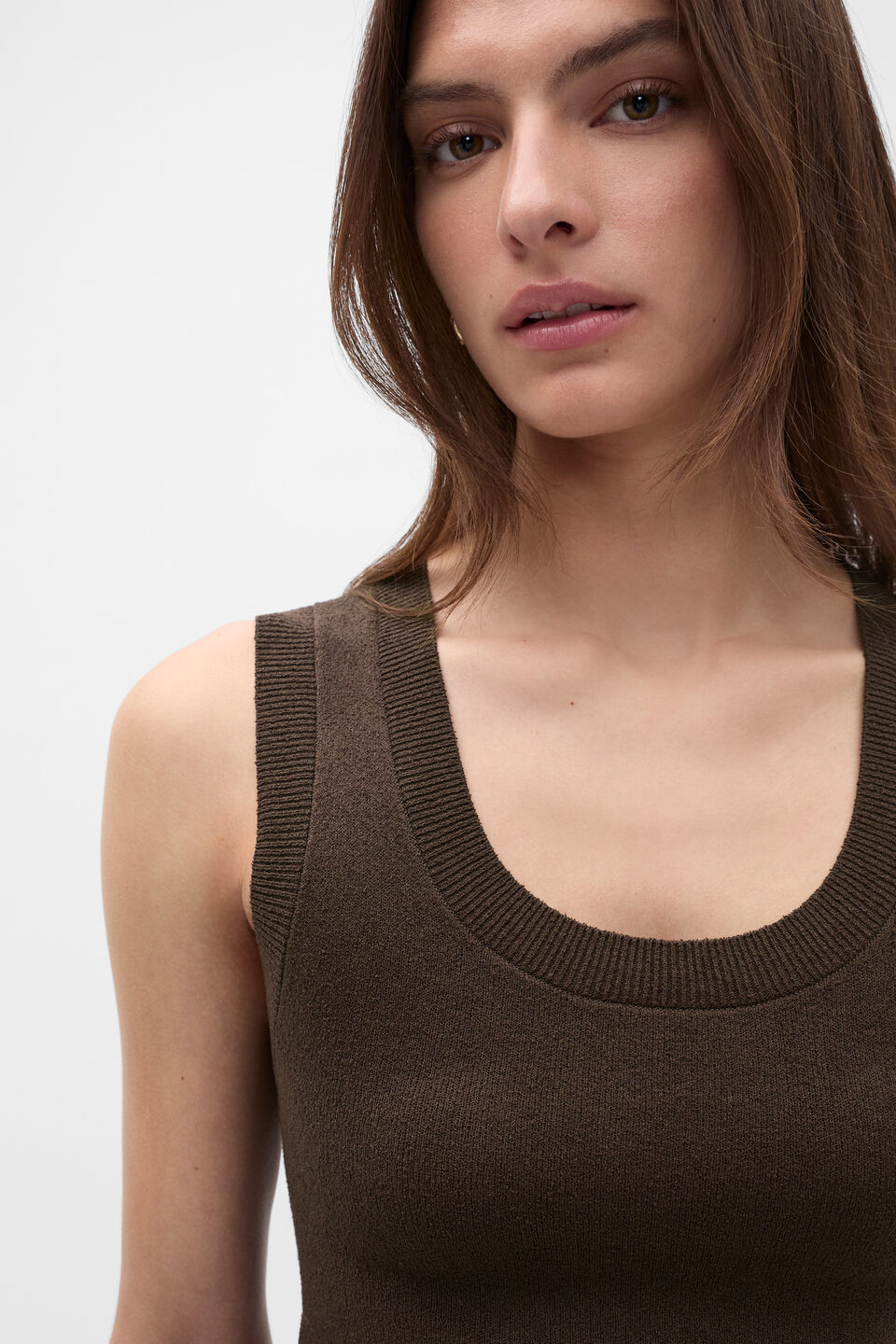 Boucle Knit Tank  Dark Espresso
