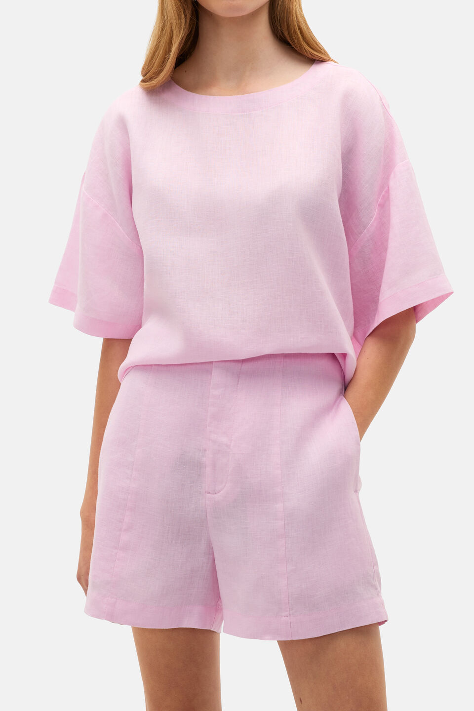 Core Linen High Rise Short  Petal Pink
