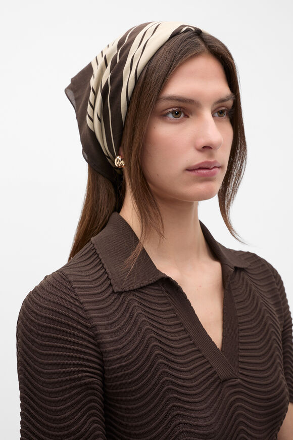 Large Scale Printed Headscarf  Dark Espresso Multi  hi-res