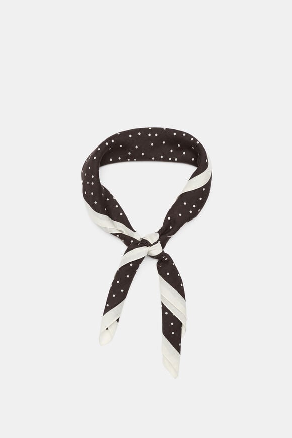Large Scale Printed Headscarf  Dark Espresso Spot  hi-res