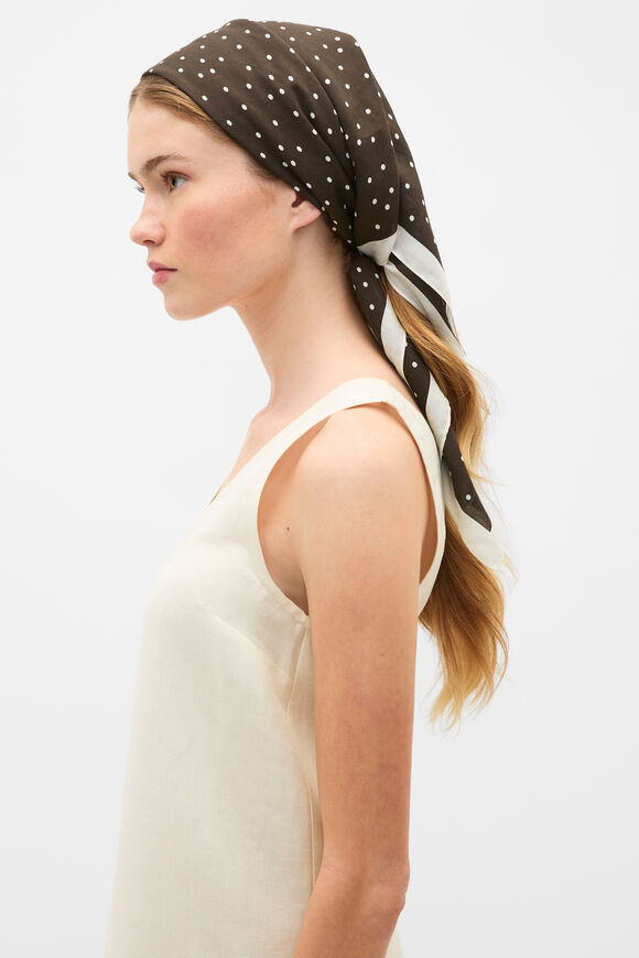 Large Scale Printed Headscarf  Dark Espresso Spot  hi-res