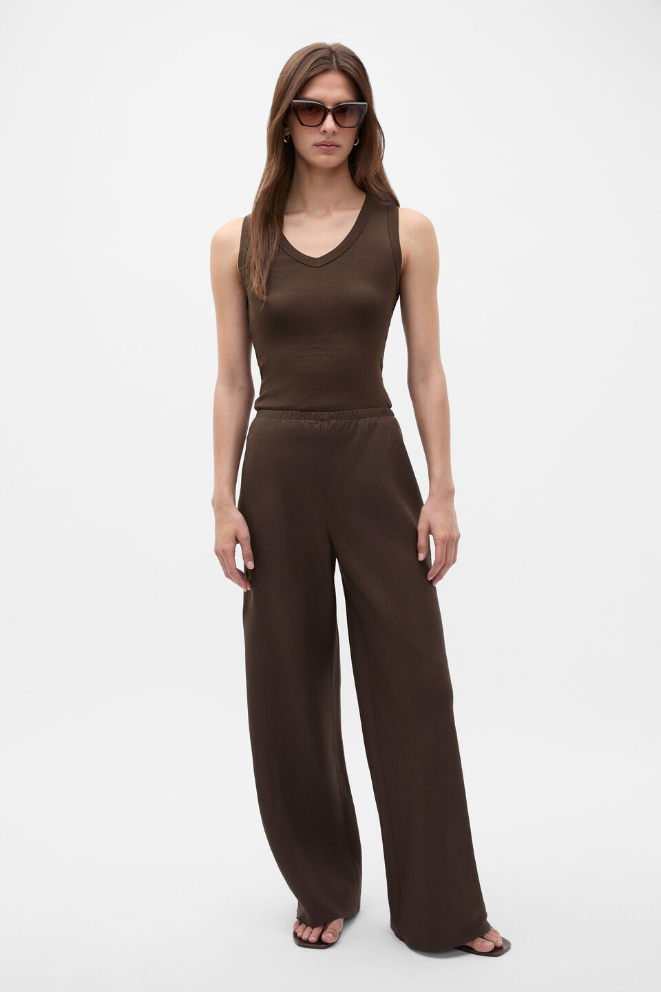 Australian Cotton V Neck Tank  Dark Espresso