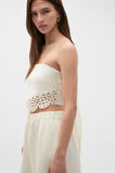 Linen Blend Cutwork Strapless Top  Coconut Cream  hi-res