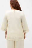 Linen Blend Cutwork Boxy Top  Coconut Cream  hi-res