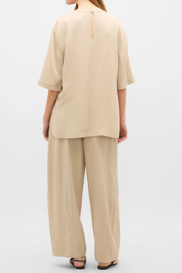 Textured Twill Longline Top  Warm Sand  hi-res