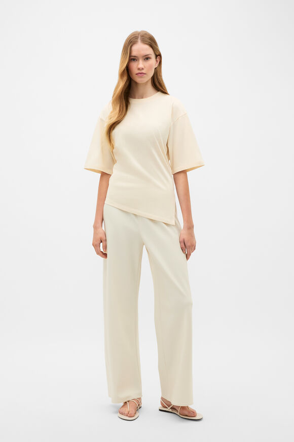 Waisted Asymmetrical Hem Tee  Coconut Cream  hi-res