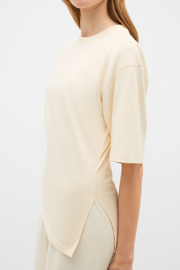 Waisted Asymmetrical Hem Tee  Coconut Cream  hi-res