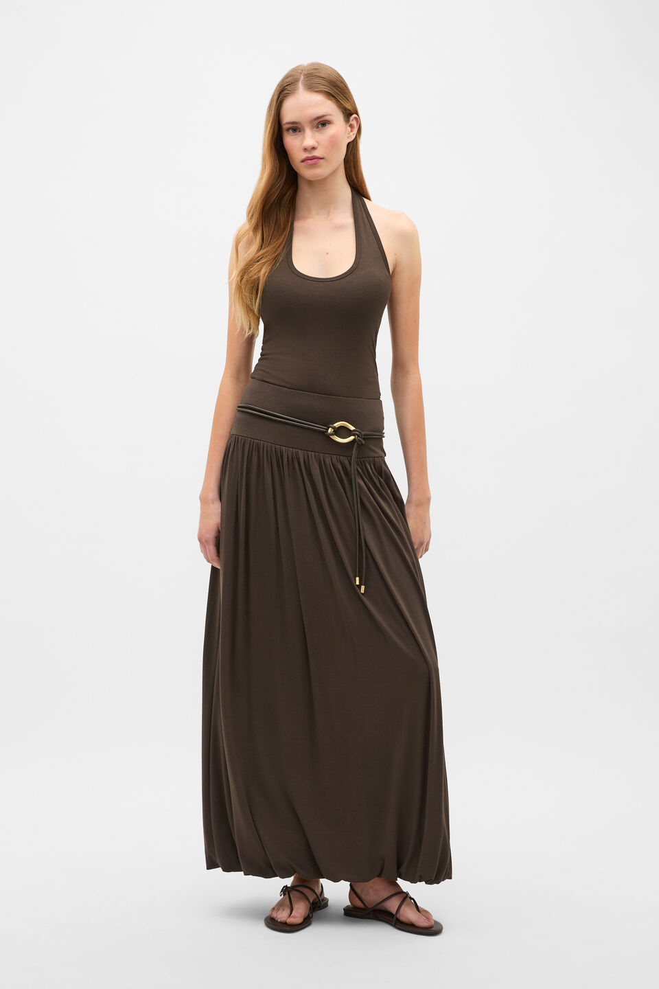 Fine Knit Halter Tank  Dark Espresso