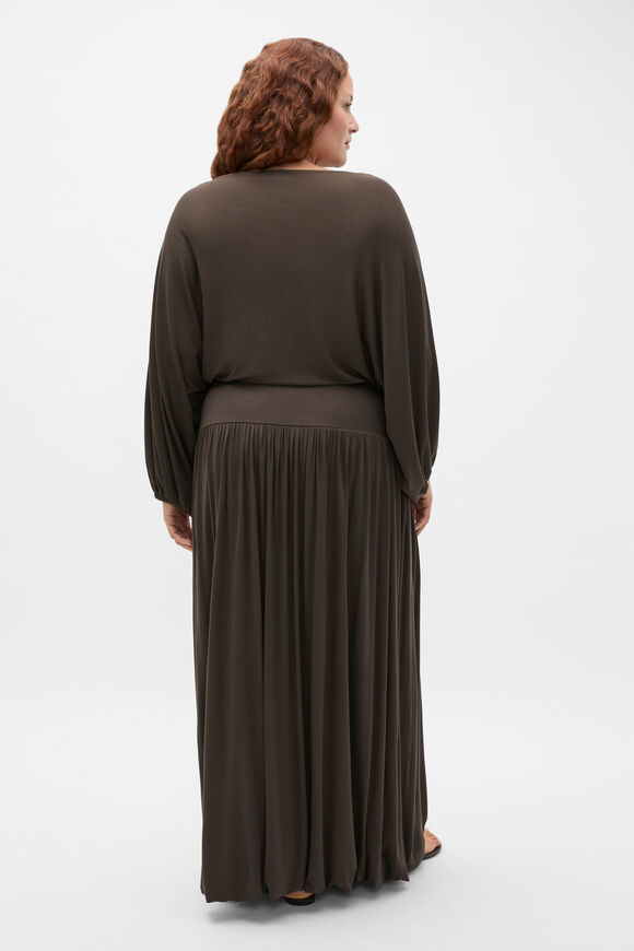 Fine Knit Bubble Sleeve Top  Dark Espresso  hi-res