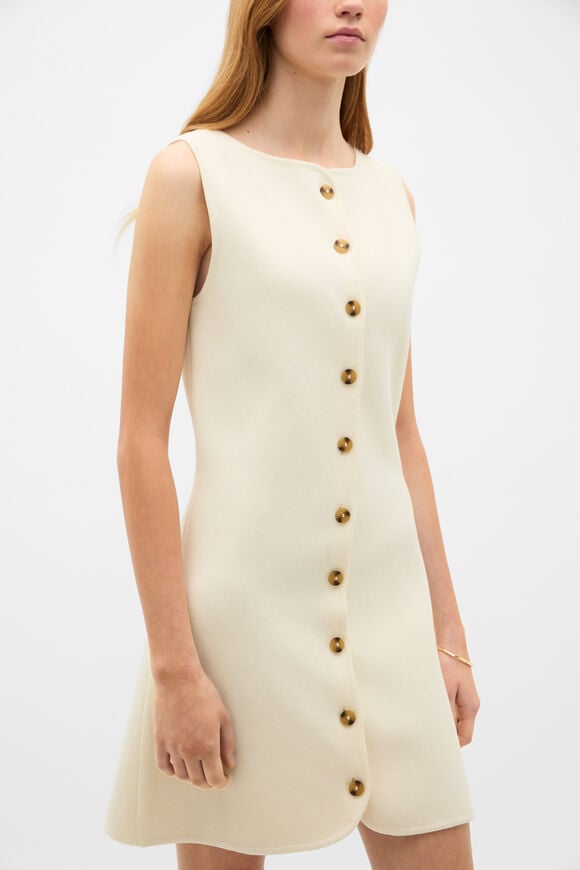 Textured Cotton Knit Mini Dress  Coconut Cream  hi-res