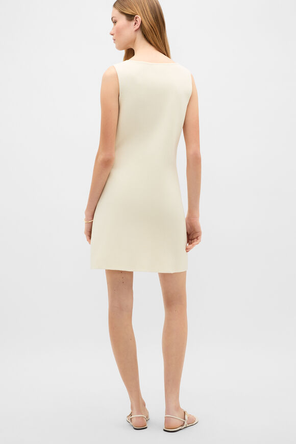 Textured Cotton Knit Mini Dress  Coconut Cream  hi-res