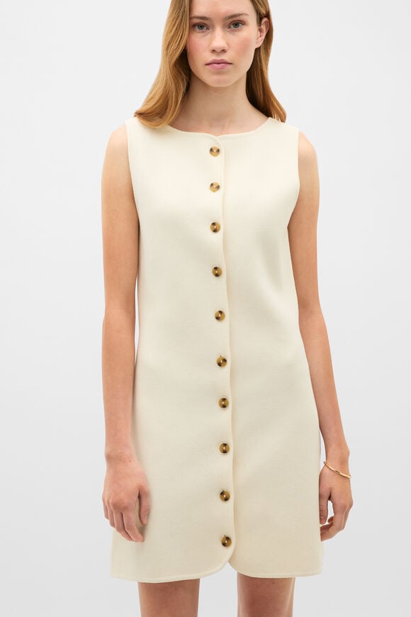 Textured Cotton Knit Mini Dress  Coconut Cream  hi-res