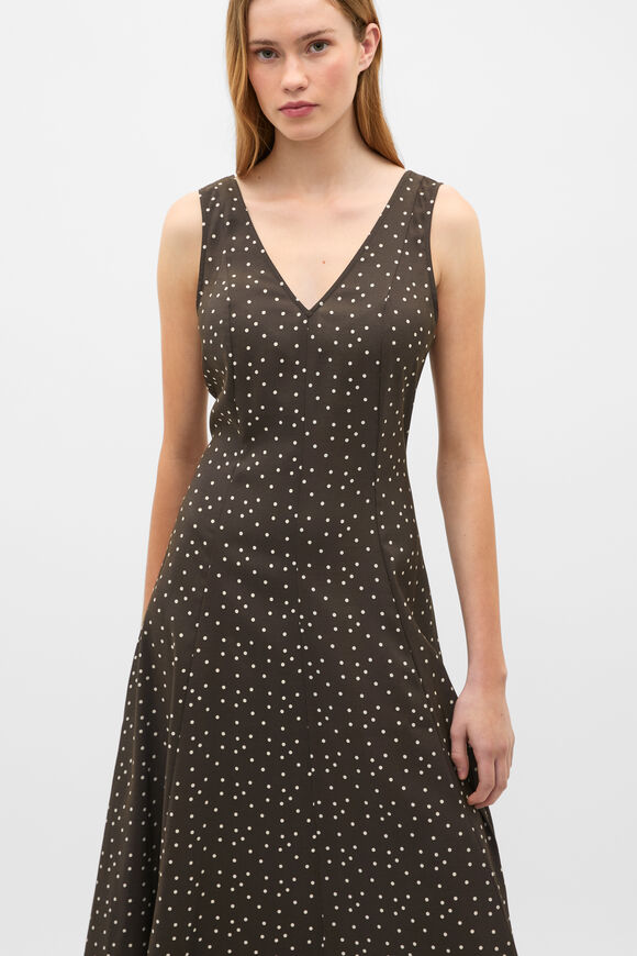 Spot Print Midi Dress  Dark Espresso Spot  hi-res