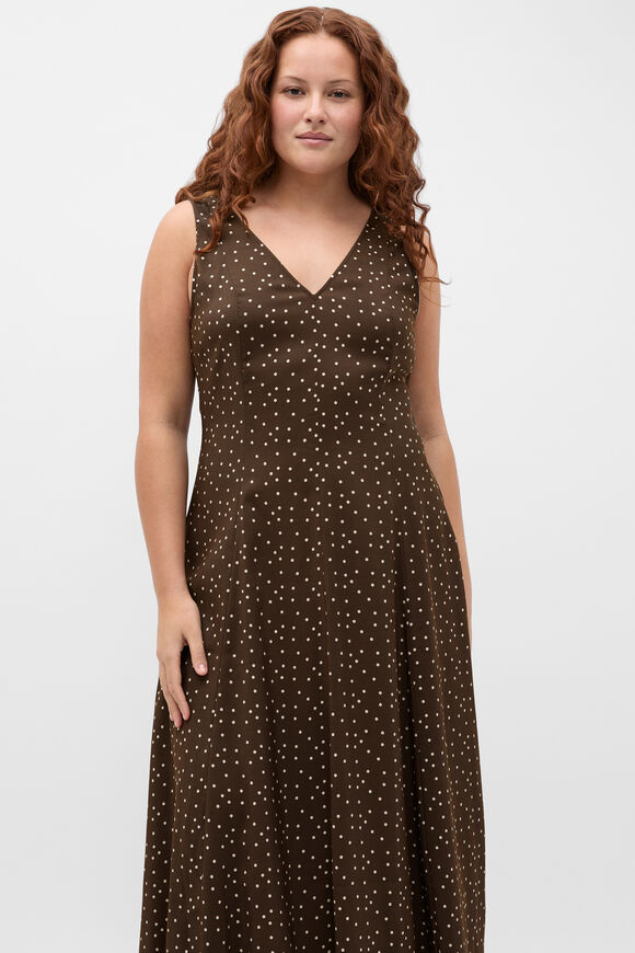 Spot Print Midi Dress  Dark Espresso Spot  hi-res
