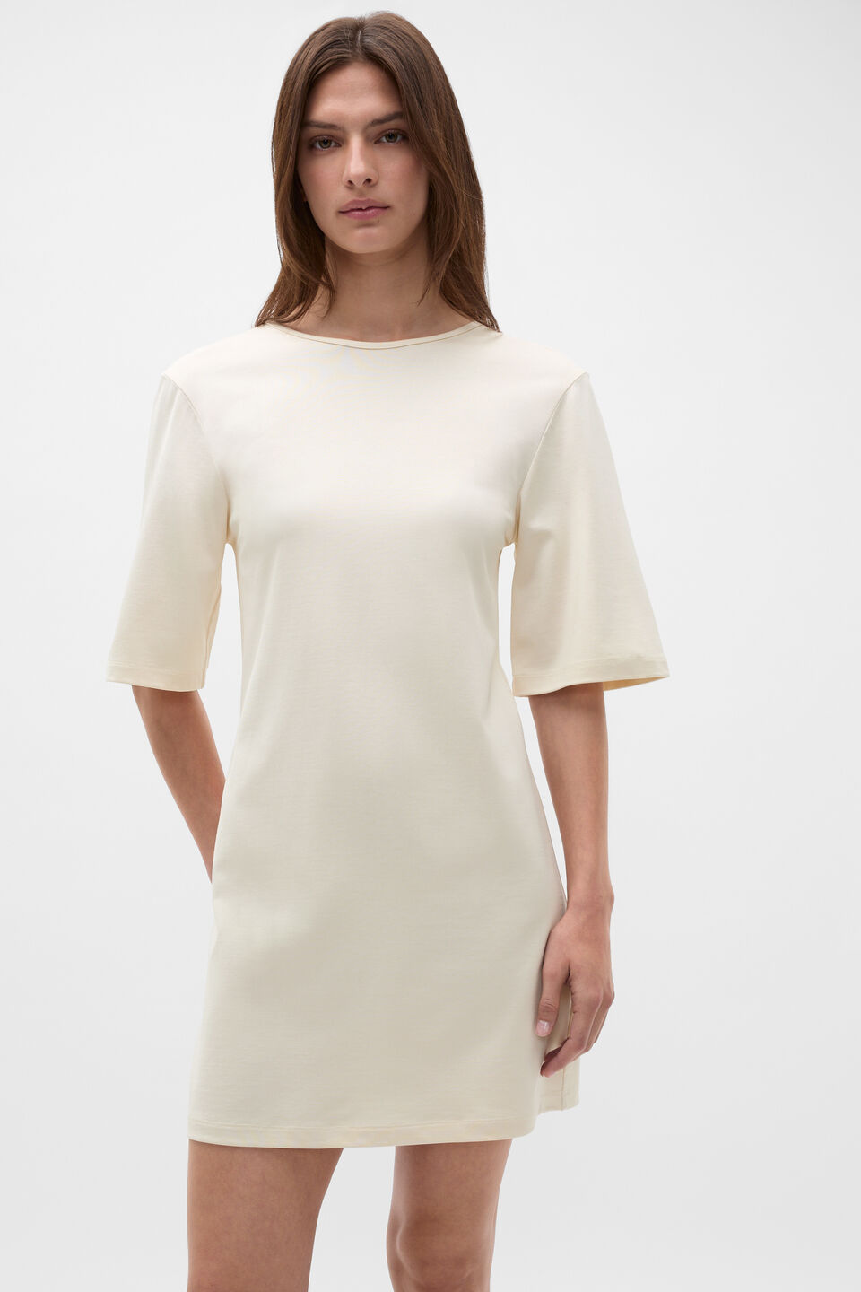 Jersey Tie Back Mini Dress  Coconut Cream