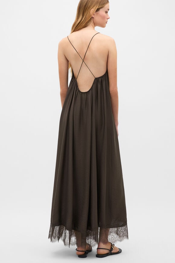 Crinkle Lace Full Maxi Dress  Dark Espresso  hi-res