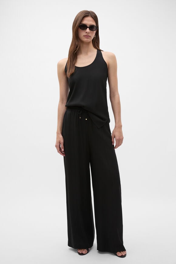 Satin Back Wide Leg Pant  Black  hi-res
