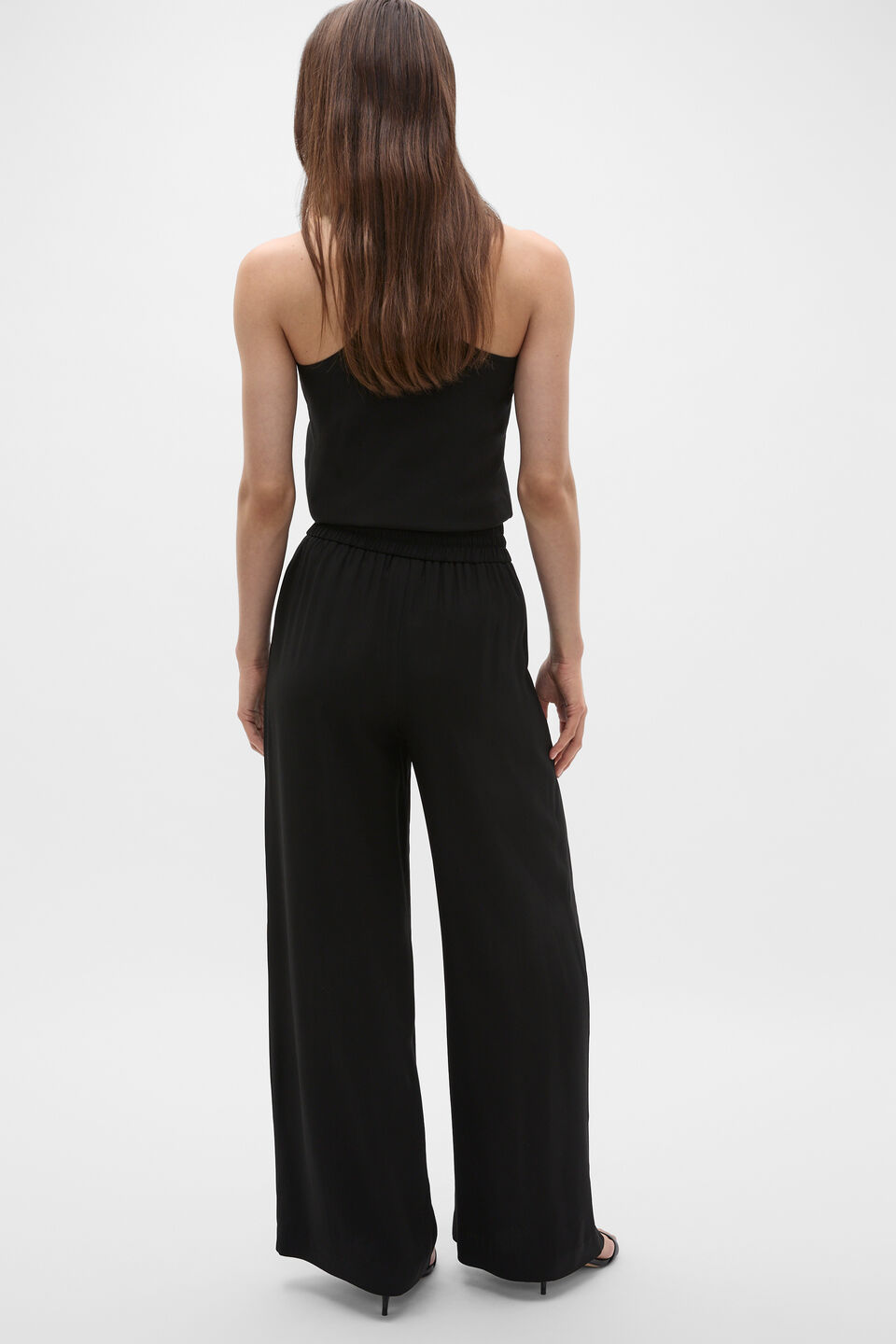 Satin Back Wide Leg Pant  Black
