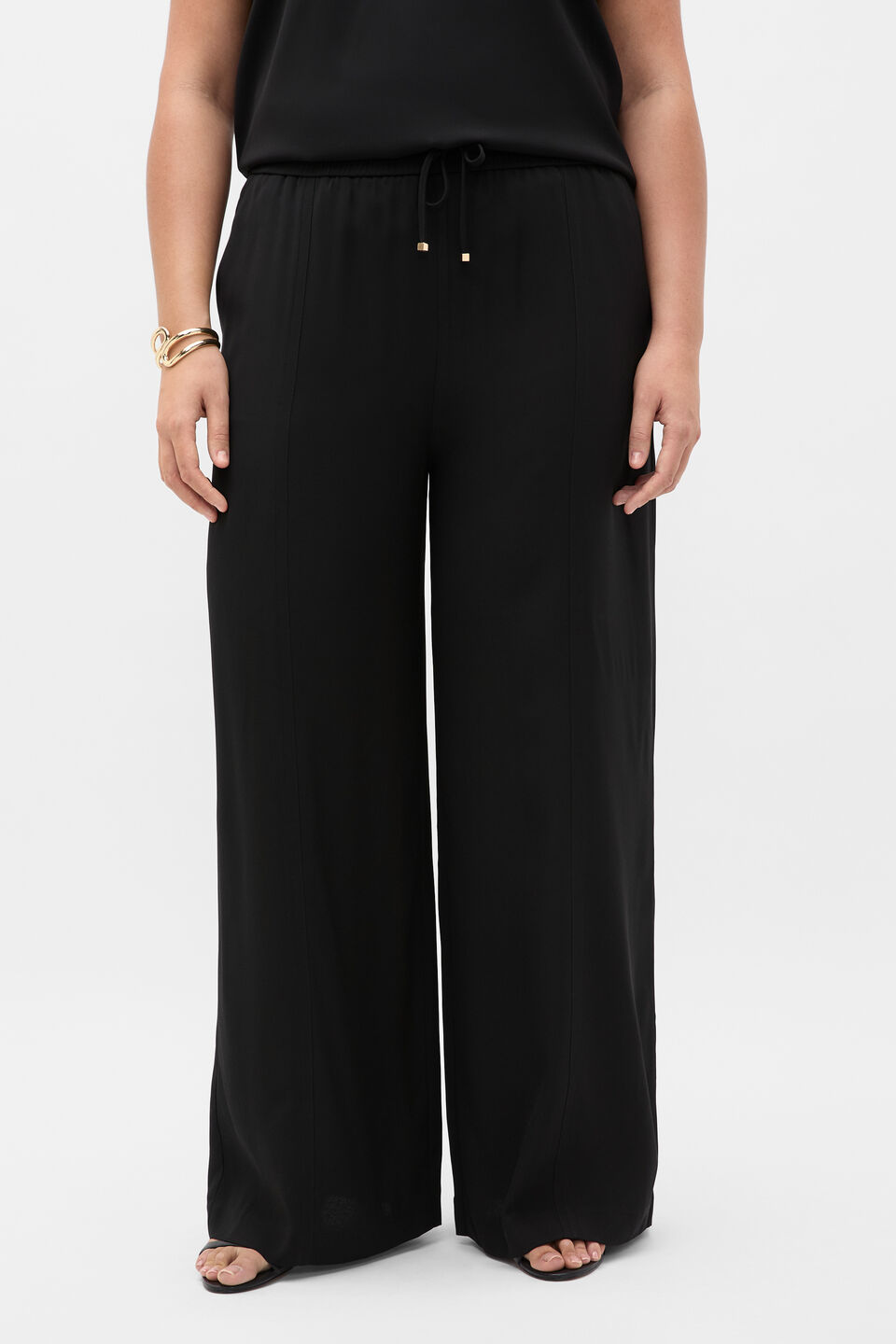 Satin Back Wide Leg Pant  Black