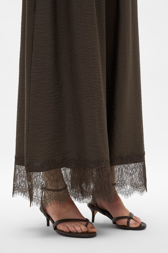 Crinkled Lace Trim Pant  Dark Espresso  hi-res