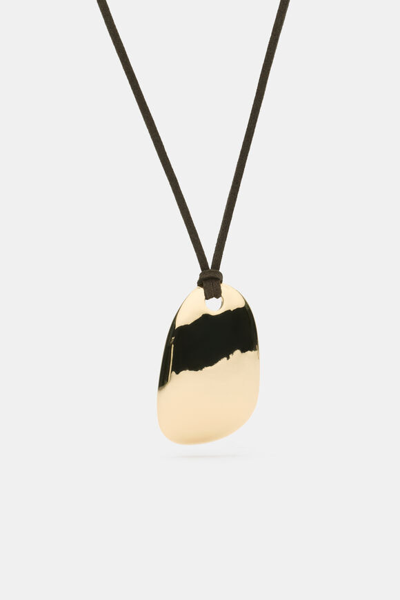 Adjustable Pebble Pendant Necklace  Gold  hi-res