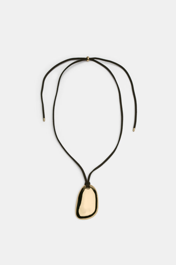 Adjustable Pebble Pendant Necklace  Gold  hi-res