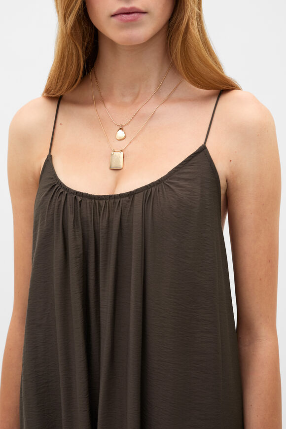 Square Pendant Necklace Set  Gold  hi-res