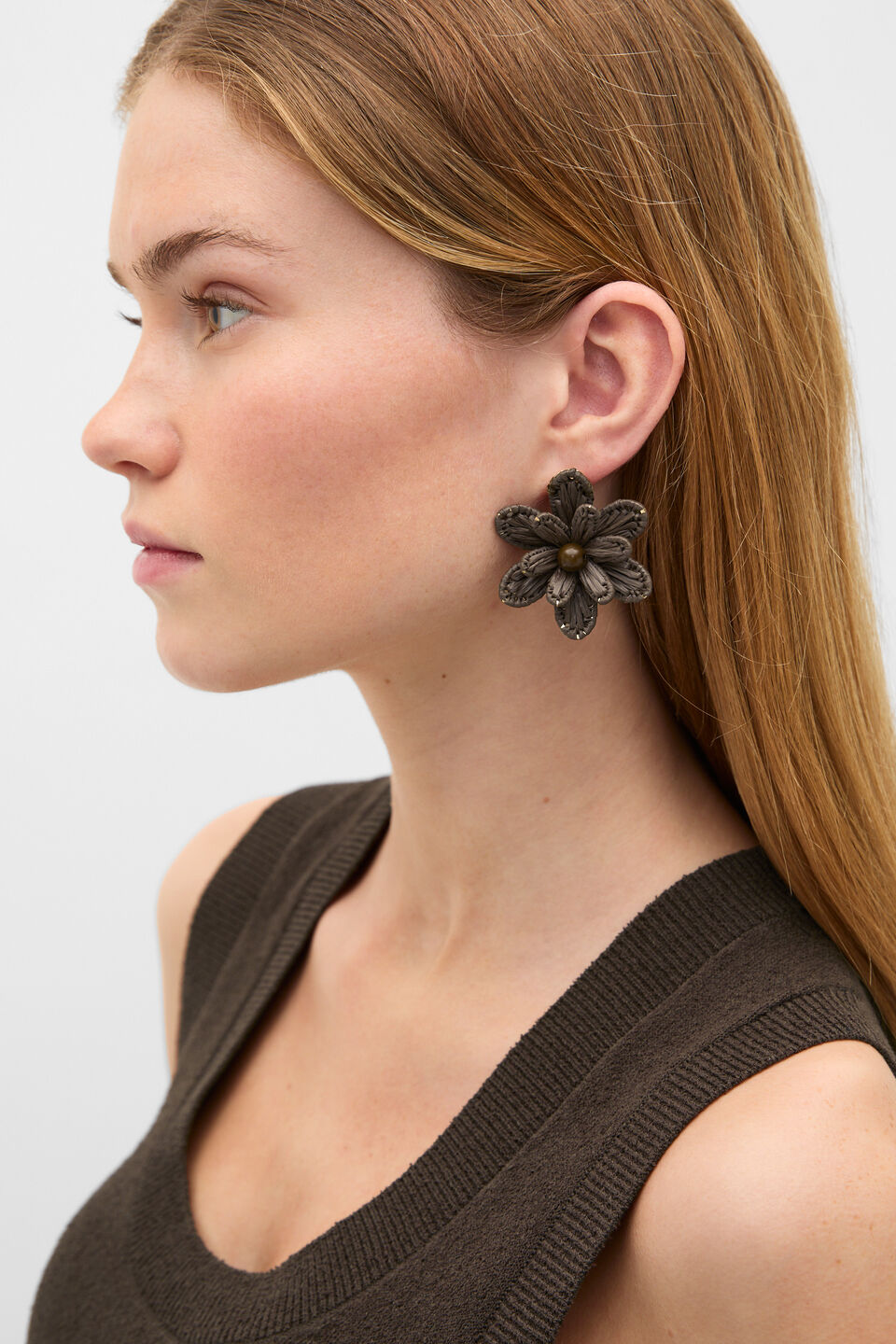 Floral Statement Earring  Dark Espresso