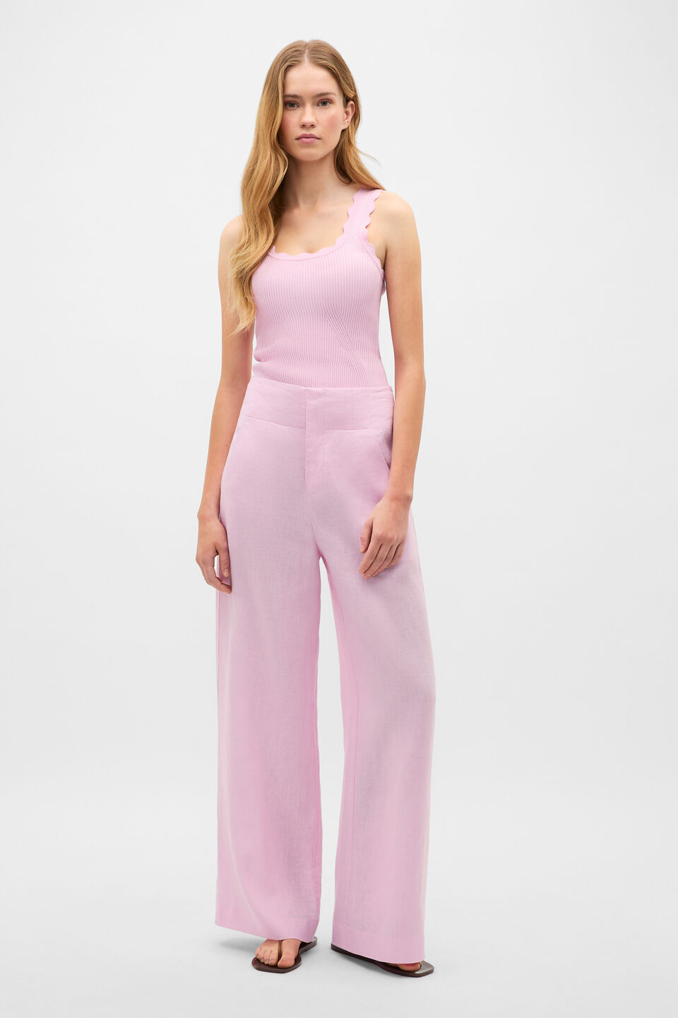 Core Linen Waisted Pant  Petal Pink