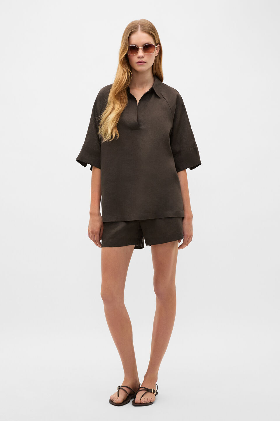 Core Linen High Rise Short  Dark Espresso