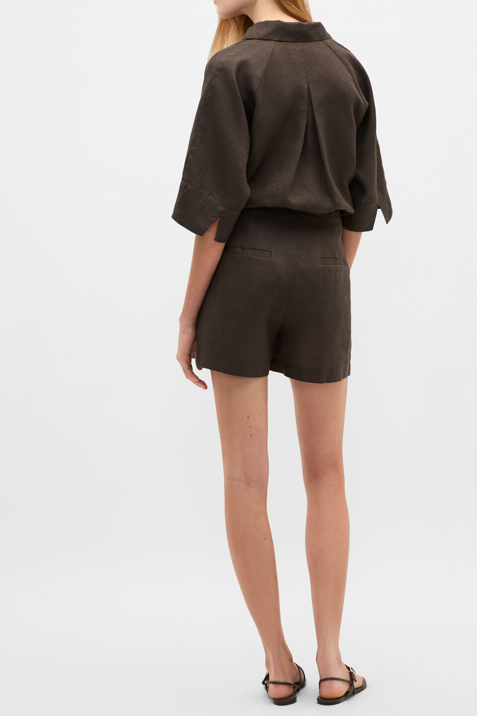 Core Linen High Rise Short  Dark Espresso