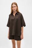 Core Linen Half Placket Popover  Dark Espresso  hi-res