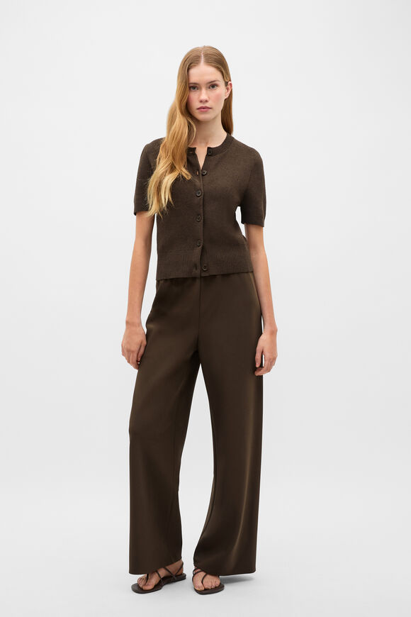Boucle Short Sleeve Cardigan  Dark Espresso  hi-res