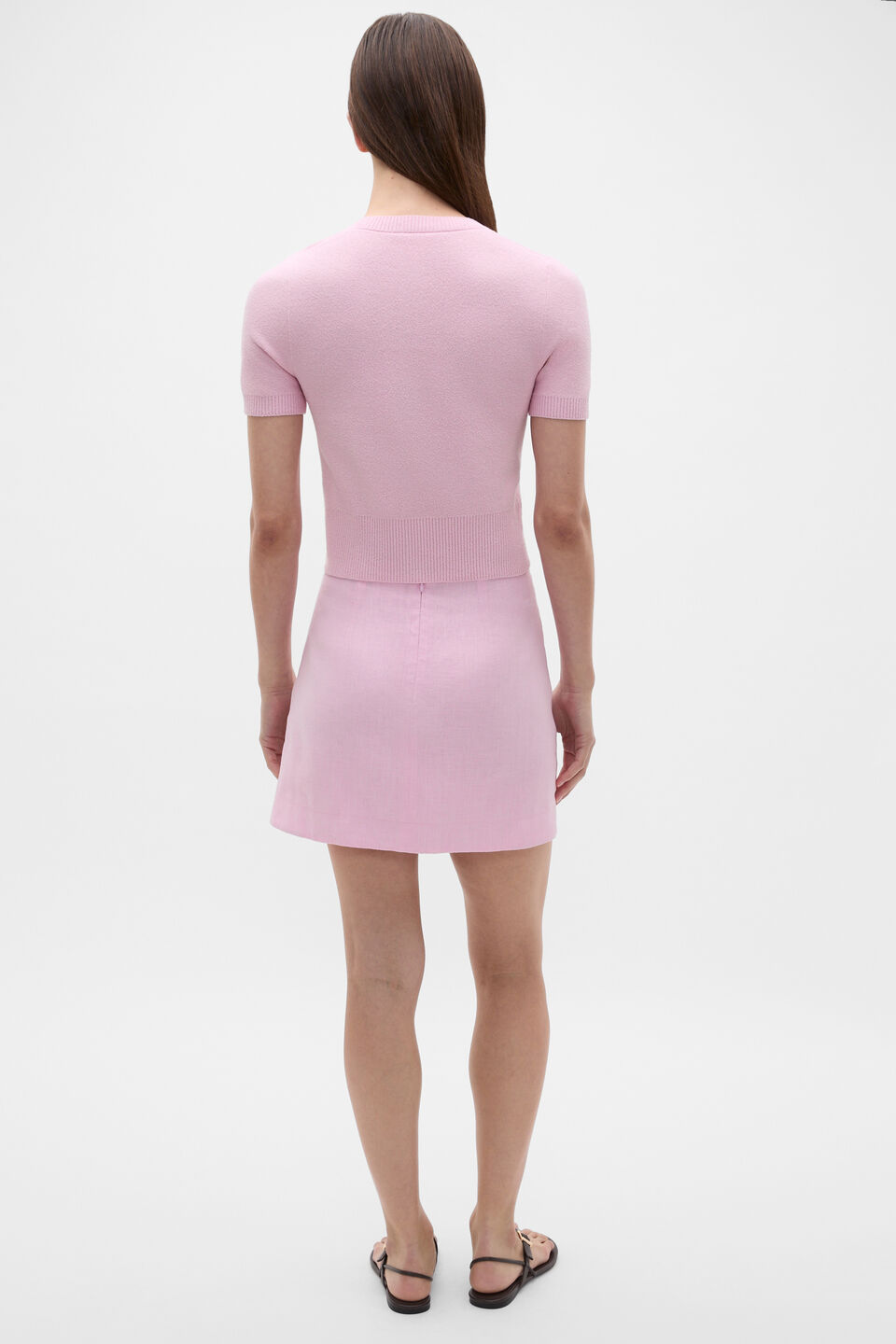 Boucle Short Sleeve Cardigan  Petal Pink