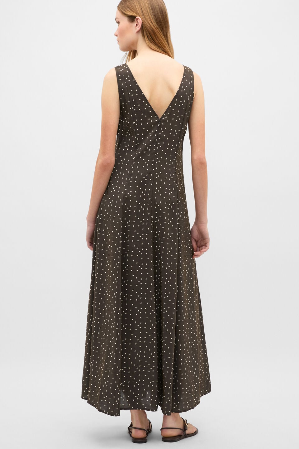 Spot Print Midi Dress  Dark Espresso Spot