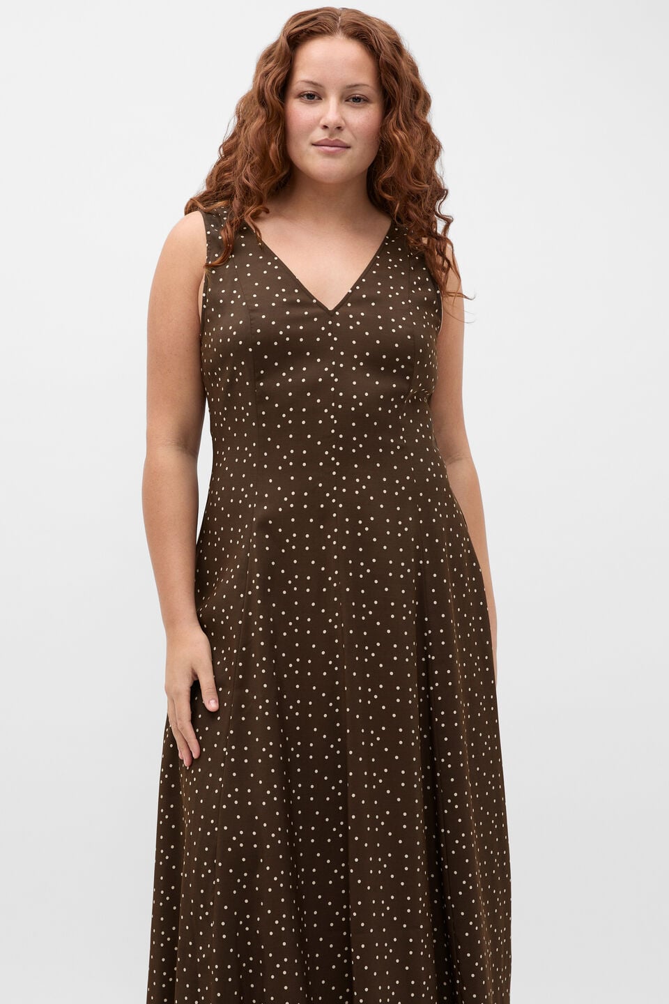 Spot Print Midi Dress  Dark Espresso Spot