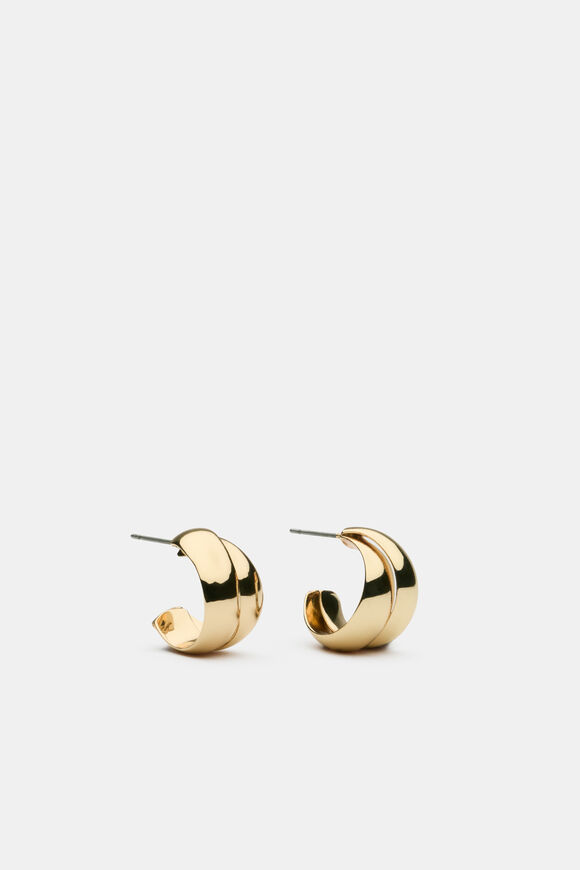 Layered Curved Earring  Gold  hi-res