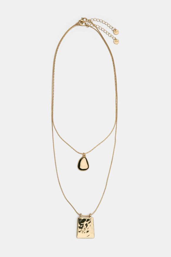 Square Pendant Necklace Set  Gold  hi-res