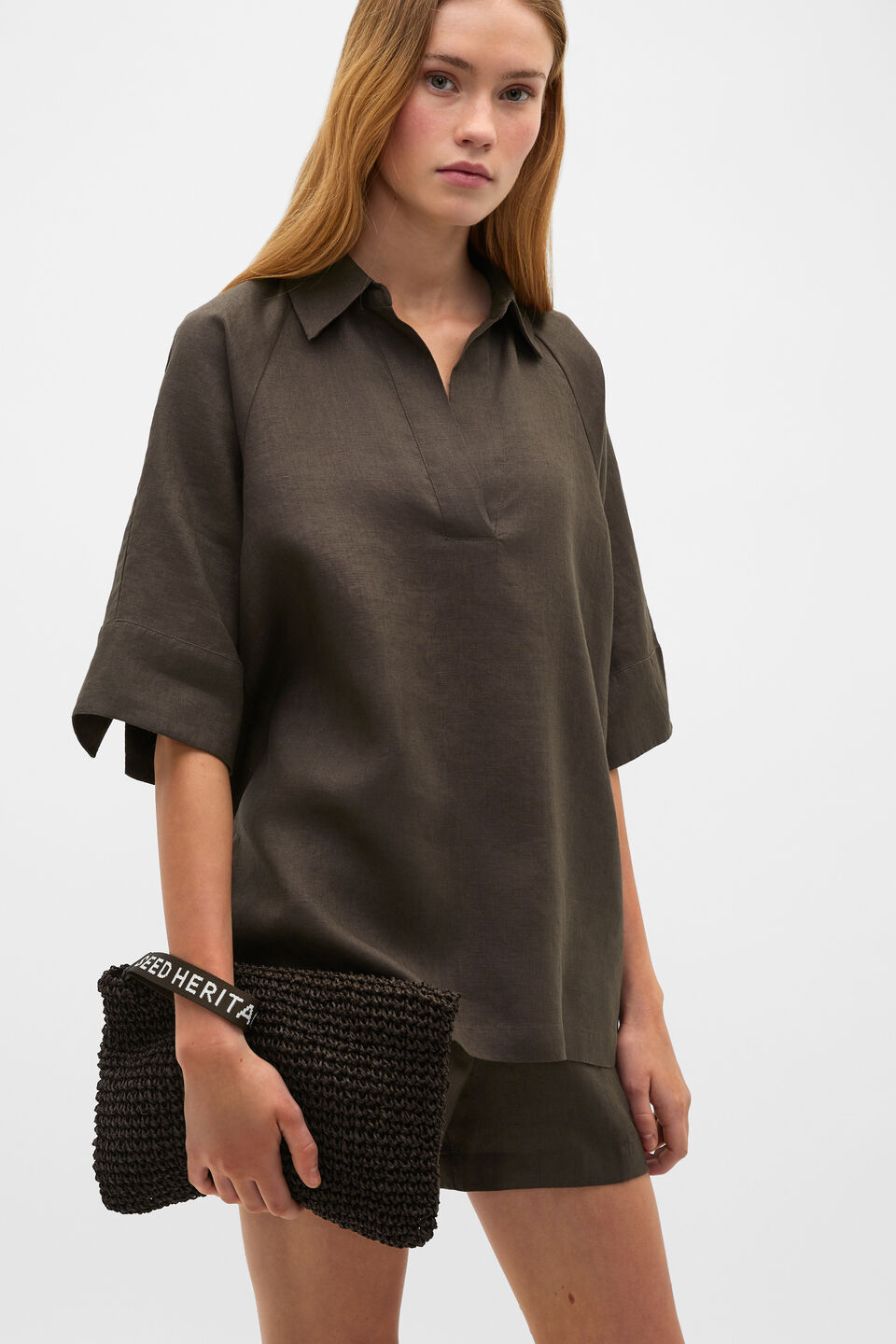 Logo Woven Pouch  Dark Espresso
