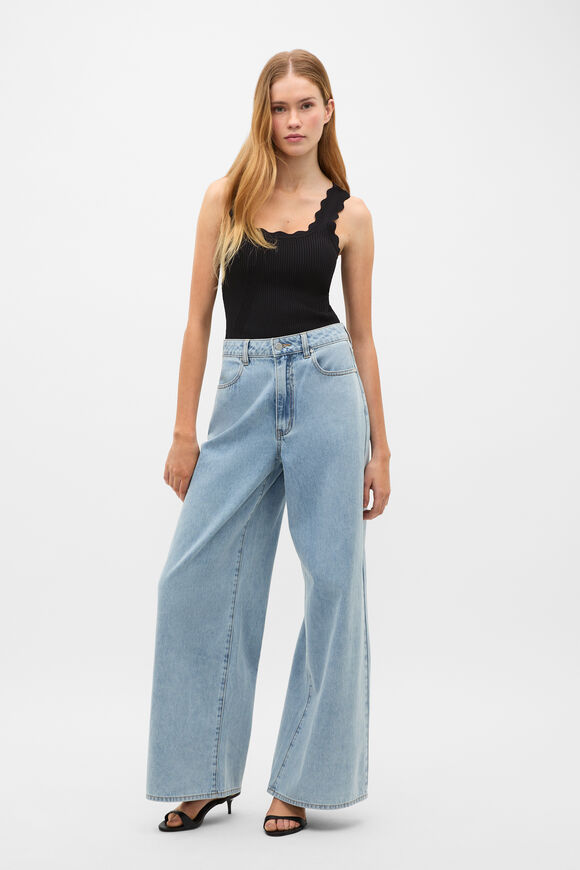 Scallop Knit Top  Black  hi-res