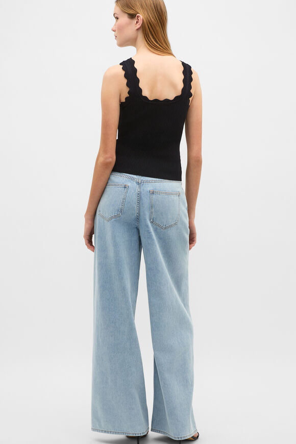 Scallop Knit Top  Black  hi-res