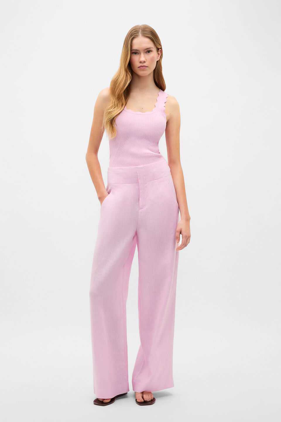 Scallop Knit Top  Petal Pink