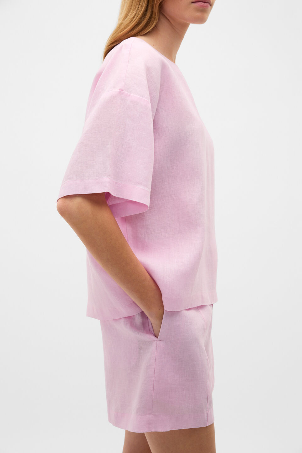 Core Linen Relaxed Tee  Petal Pink