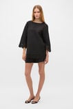 Linen Blend Cutwork Boxy Top  Black  hi-res